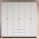 Guarda-Roupa Casal Americano 6 Portas 3 Gavetas Branco/Ipê - Decibal