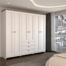 Guarda-Roupa Casal Americano 6 Portas 3 Gavetas Branco/Ipê - Panorama Móveis