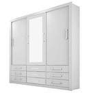 Guarda Roupa Casal Anjos 3 Portas 9 Gavetas com Espelho Cor Branco
