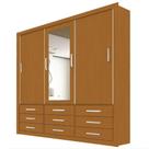 Guarda Roupa Casal Anjos 3 Portas 9 Gavetas com Espelho Cor Cinamomo