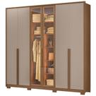 Guarda Roupa Casal Atacama 6 Portas de Bater com Led Carvalho Fendi Moval Móveis Guarda Roupa Casal Atacama 6 Portas de Bater com Led Carvalho Fendi Moval Móveis