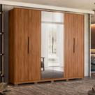 Guarda Roupa Casal Atrice Ambiente 6 Portas Nogueira Touch com Espelho e Pés Demóbile Demartêz