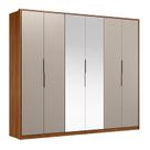 Guarda Roupa Casal Atrice D66012K 6 Portas Nogueira Nude Prime TX com Espelho Demóbile Demartêz