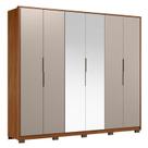 Guarda Roupa Casal Atrice D66012KPE 6 Portas Nogueira Nude Prime TX com Espelho e Pés Demóbile Demartêz