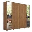 Guarda Roupa Casal Atrice D66012KPE 6 Portas Nogueira Touch com Espelho e Pés Demóbile Demartêz