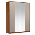 Guarda Roupa Casal Attore D43012k 4 Portas Nogueira Nude Prime Tx Com Espelho Demóbile - Demartêz