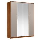 Guarda Roupa Casal Attore D43012K 4 Portas Nogueira Nude Prime TX com Espelho Demóbile - Demartêz