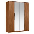 Guarda Roupa Casal Attore D43012K 4 Portas Nogueira Touch com Espelho Demóbile - Demartêz