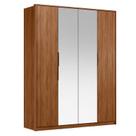 Guarda Roupa Casal Attore D43012K 4 Portas Nogueira Touch com Espelho Demóbile - Demartêz