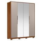 Guarda Roupa Casal Attore D43012kpe 4 Portas Nogueira Nude Prime Tx Com Espelho E Pés Demóbile - Demartêz