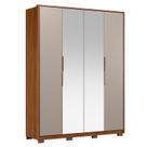Guarda Roupa Casal Attore D43012KPE 4 Portas Nogueira Nude Prime TX com Espelho e Pés Demóbile - Demartêz