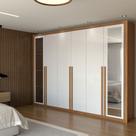 Guarda-Roupa Casal Aura 6 Portas 6 Gavetas com Espelho Cinamomo-Branco - Panorama Móveis