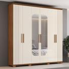 Guarda-Roupa Casal ávila 6 Portas 4 Gavetas com Espelho Nature/Off White - Henn