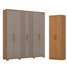 Guarda Roupa Casal Ávila 6 Portas 4 Gavetas com Pés D333 Nature Avelã com Armário Multiuso Margarida Cinamomo - Henn