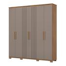 Guarda Roupa Casal Ávila 6 Portas 4 Gavetas com Pés Ripados D333 Nature Avelã - Henn