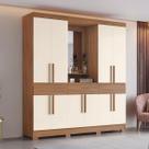 Guarda-Roupa Casal B374 10 Portas 3 Gavetas com Espelho Nature/Off White - Briz