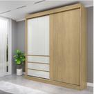 Guarda-roupa Casal Bagda 100% MDF 3 Portas 3 Gavetas Castanho/Off White