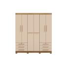 Guarda Roupa Casal Bagé 6 Portas e 6 Gavetas Sem Espelho Carvalho Americano Off White EdeCasaMoveis