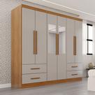 Guarda-Roupa Casal Balder Premium 6 Portas 4 Gavetas com Espelho Cinamomo/Off White - Pnr Móveis Guarda-Roupa Casal Balder Premium 6 Portas 4 Gavetas com Espelho Cinamomo/Off White - Pnr Móveis