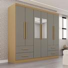 Guarda-Roupa Casal Balder Premium 6 Portas 4 Gavetas com Espelho Jequitibá/Granizo - Pnr Móveis