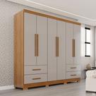 Guarda-Roupa Casal Balder Premium 6 Portas 4 Gavetas com Pés Cinamomo/Off White - Pnr Móveis Guarda-Roupa Casal Balder Premium 6 Portas 4 Gavetas com Pés Cinamomo/Off White - Pnr Móveis