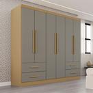 Guarda-Roupa Casal Balder Premium 6 Portas 4 Gavetas Jequitibá/Granizo - Pnr Móveis