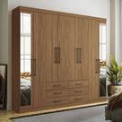 Guarda-Roupa Casal Belize 8 Portas 6 Gavetas com Espelho Jatoba - Pnr Móveis