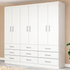 Guarda-Roupa Casal Bergamo 6 Portas 9 Gavetas Branco - Evidencia Móveis