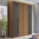Guarda-Roupa Casal Buriti 4 Portas 2 Gavetas Ripado Flex Jatoba/Grafite 16244 - Santos Andirá