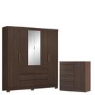 Guarda Roupa Casal Cádis com Cômoda Montevidéu Café Touch -Demóbile Guarda Roupa Casal Cádis com Cômoda Montevidéu Café Touch -Demóbile
