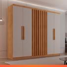 Guarda Roupa Casal Cairo Rufato 6 Portas MDF Ripado 180cm -
