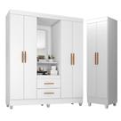 Guarda Roupa Casal Capela com Armário Multiuso Lite Branco Brilho - Móveis Leão
