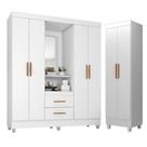 Guarda Roupa Casal Capela com Armário Multiuso Lite Branco Brilho - Móveis Leão