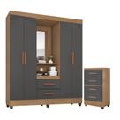 Guarda Roupa Casal Capela com Cômoda 4 Gavetas Lite Nature Cinza - Móveis Leão Guarda Roupa Casal Capela com Cômoda 4 Gavetas Lite Nature Cinza - Móveis Leão