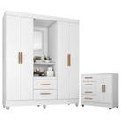Guarda Roupa Casal Capela com Cômoda Lite 4 Gavetas e 2 Portas Branco Brilho - Móveis Leão Guarda Roupa Casal Capela com Cômoda Lite 4 Gavetas e 2 Portas Branco Brilho - Móveis Leão