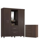 Guarda Roupa Casal Capelinha Lord Com Cômoda Montevidéu Café Touch - Demóbile
