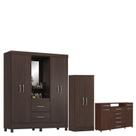 Guarda Roupa Casal Capelinha Lord com Multiuso Viena com Cômoda London Café - Demóbile