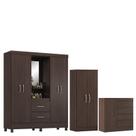 Guarda Roupa Casal Capelinha Lord com Multiuso Viena com Cômoda Montevidéu Café Touch - Demóbile