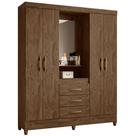 Guarda Roupa Casal Capri Com Espelho 4 Portas Castanho Wood Moval Guarda Roupa Casal Capri Com Espelho 4 Portas Castanho Wood Moval