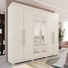 Guarda-roupa Casal Casal 6 Portas 3 Gavetas com Espelho com Pés Roma Espresso Móveis Guarda-roupa Casal Casal 6 Portas 3 Gavetas com Espelho com Pés Roma Espresso Móveis