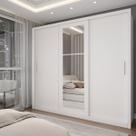 Guarda-Roupa Casal Catarina 3 Portas de Correr 4 Gavetas com Espelhos Branco - Panorama Móveis
