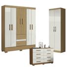 Guarda Roupa Casal Coimbra 2005138 com Armário Multiuso New 2000192 e Cômoda 2014148 Atacama Off White - Aramóveis