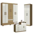 Guarda Roupa Casal Coimbra 2005138 com Armário Multiuso New 2000192 e Cômoda Sapateira Londres Atacama Off White - Aramóveis