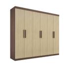 Guarda Roupa Casal Colibri 6 Portas MDF Castanho com Linho