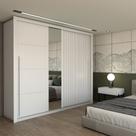 Guarda-Roupa Casal Coliseu 2 Portas 4 Gavetas com Espelho Branco - Panorama Móveis
