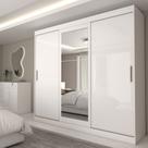 Guarda-Roupa Casal Columbia 3 Portas 2 Gavetas com Espelho 100% Mdf Branco - Panorama Móveis