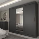 Guarda-Roupa Casal Columbia 3 Portas 2 Gavetas com Espelho 100% Mdf Preto - Panorama Móveis