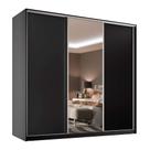 Guarda-Roupa Casal com 1 Espelho Belluno 3 PT 3 GV Preto