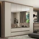 Guarda Roupa Casal Com 4 Espelhos 6 Portas 4 Gavetas em MDF Nobre Full Glass THB