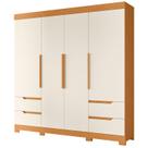 Guarda Roupa Casal Com 4 Portas E 4 Gavetas Premium Quarto Moderno Organizador Cor NatureOff White